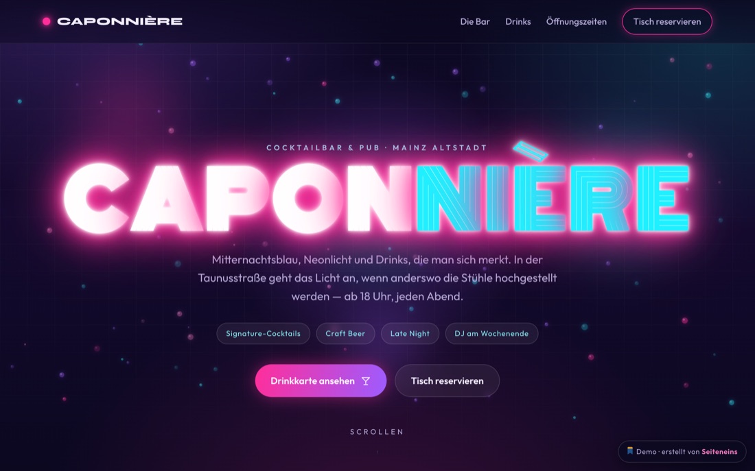 Website-Beispiel Caponnière – Pub