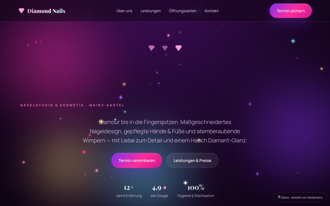 Website-Beispiel Diamond Nails – Kosmetik